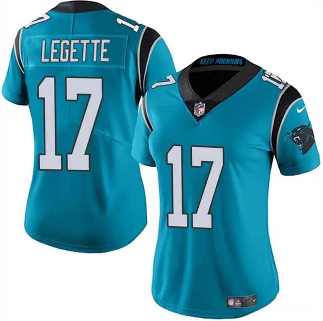 Womens Carolina Panthers #17 Xavier Legette Blue 2024 Draft Vapor Stitched Jersey Dzhi->women nfl jersey->Women Jersey